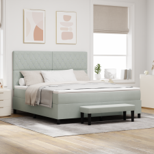 vidaXL Box Spring Ágy Matraccal és Paddal Világosszürke 180x200 cm Bársony ágy és ágykellék