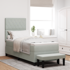 vidaXL Box Spring Ágy Matraccal és Paddal Világosszürke 80x200 cm Bársony ágy és ágykellék