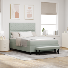vidaXL Box Spring Ágy Matraccal és Padlóval Világosszürke 140x190 cm Bársony ágy és ágykellék
