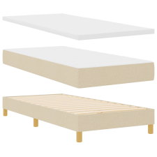 vidaXL Box Spring Ágy Matraccal Krém 90x200 cm Anyag (3341340) ágy és ágykellék