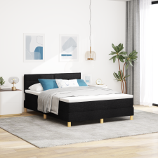 vidaXL Box Spring Ágy Matraccal & LED Fekete 140x200 cm Szövet ágy és ágykellék