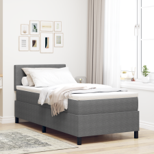 vidaXL Box Spring Ágy Matraccal & LED Fénnyel Szürke Egyszemélyes Bársonyos Szövet ágy és ágykellék