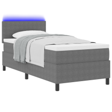 vidaXL Box Spring Ágy Matraccal & LED Fény Szürke 90x200 cm Bársonyos Szövet (3337583) ágy és ágykellék