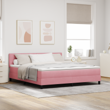 vidaXL Box Spring Ágy Matraccal & LED Rózsaszín 180x200 cm Bársony ágy és ágykellék