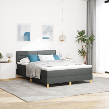 vidaXL Box Spring Ágy Matraccal & LED Sötétszürke 140x190 cm Szövet ágy és ágykellék