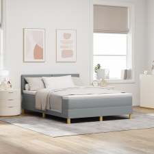 vidaXL Box Spring Ágy Matraccal & LED Világosszürke 140x190 cm Szövet ágy és ágykellék