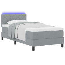 vidaXL Box Spring Ágy Matraccal & LED Világosszürke 90x190 cm Szövet (3342247) ágy és ágykellék