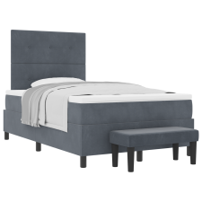 vidaXL Box Spring Ágy Matraccal & Pad Sötétszürke 120x190 cm Bársony (3344499) ágy és ágykellék