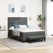 vidaXL Box Spring Ágy Matraccal & Pad Sötétszürke 140x200 cm Szövet ágy és ágykellék