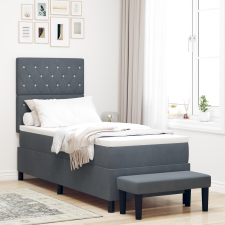 vidaXL Box Spring Ágy Matraccal & Pad Sötétszürke 80x200 cm Bársony ágy és ágykellék