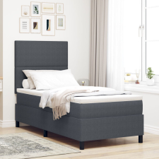 vidaXL Box Spring Ágy Matraccal Sötét Szürkében 90x200 cm Kordbársony Szövet ágy és ágykellék