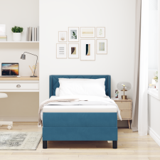 vidaXL Box Spring Ágy Matraccal Sötétkék 90x200 cm Velúr ágy és ágykellék