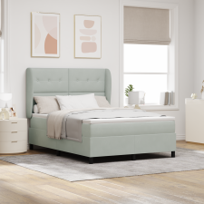 vidaXL Box Spring Ágy Matracossal - Világosszürke, 140x190 cm, Bársony ágy és ágykellék