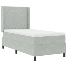 vidaXL Box Spring Ágy Matrazzsal Világosszürke 90x200 cm Bársonyos (3341936) ágy és ágykellék