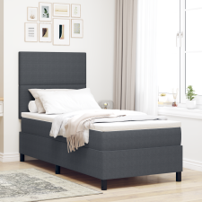 vidaXL Box Spring Ágy Mattal & LED Sötétszürke 90x200 cm Kordbársony ágy és ágykellék