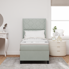 vidaXL Box Tavasz Ágy Matrac Világosszürke 80x200 cm Bársony ágy és ágykellék
