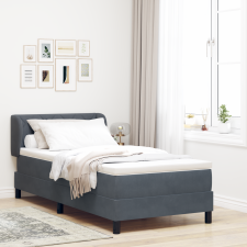 vidaXL Boxrugó Ágy Matrac Kétszemélyes Sötétszürke 90x190 cm Bársony ágy és ágykellék