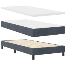 vidaXL Boxrugó Ágy Matrac Kétszemélyes Sötétszürke 90x190 cm Bársony (3340419) ágy és ágykellék