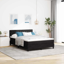 vidaXL Boxrugós ágy fejtámlával Fekete 140 x 200 cm Bársony ágy és ágykellék