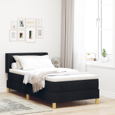 vidaXL Boxrugós ágy Fekete és fehér és fekete 80 x 200 cm szövet ágy és ágykellék