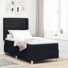 vidaXL Boxrugós ágy LED szalagokkal Fekete 100 x 200 cm szövet ágy és ágykellék
