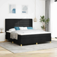 vidaXL Boxrugós ágy LED szalagokkal Fekete 180 x 200 cm szövet ágy és ágykellék