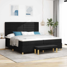 vidaXL Boxrugós ágy matracmal fejtámlával Fekete 200 x 200 cm szövet ágy és ágykellék