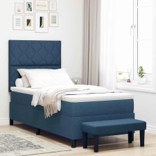 vidaXL Boxrugós ágy matracmal fejtámlával Kék 90 x 190 cm szövet ágy és ágykellék