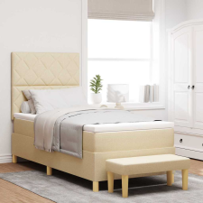 vidaXL Boxrugós ágy matracmal fejtámlával Krém 90 x 200 cm szövet ágy és ágykellék