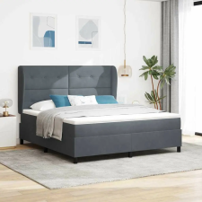 vidaXL Boxrugós ágy matracmal Sötétszürke 200 x 180 cm Bársony ágy és ágykellék