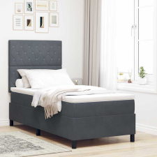 vidaXL Boxrugós ágy matracmal Sötétszürke 90 x 200 cm Bársony ágy és ágykellék