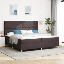 vidaXL Boxspring Ágy Matrac & LED Sötétbarna 200x200 cm Szövet ágy és ágykellék