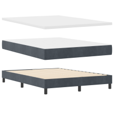 vidaXL Boxspring Ágy Matrac Bőrhatású Sötétszürke 140x190 cm (3341463) ágy és ágykellék