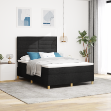 vidaXL Boxspring Ágy Matrac és LED Fekete 140x200 cm Szövet ágy és ágykellék