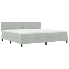 vidaXL Boxspring Ágy Matrac és LED Fénnyel Világosszürke 200x200 cm Bársonyos (3342608) ágy és ágykellék