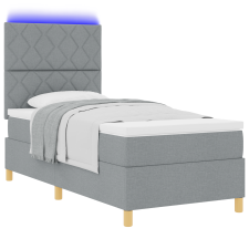 vidaXL Boxspring Ágy Matrac és LED Fény Szürke 90x200 cm Szövet (3343145) ágy és ágykellék