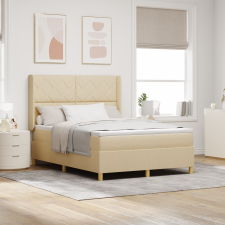vidaXL Boxspring Ágy Matrac és LED Krém 140x200 cm Szövet ágy és ágykellék
