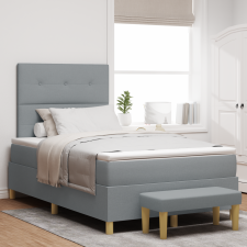 vidaXL Boxspring Ágy Matrac és Pad Világosszürke 120x200 cm Szövet ágy és ágykellék