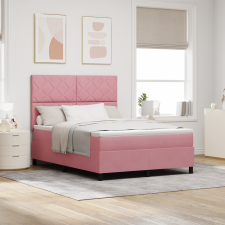vidaXL Boxspring Ágy Matrac Fekvőfelület Rózsaszín 140x190 cm Bársony ágy és ágykellék