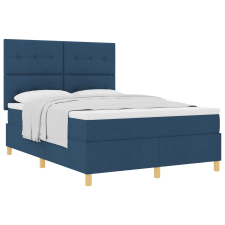 vidaXL Boxspring Ágy Matrac Kék 140x190 cm Textil (3339622) ágy és ágykellék