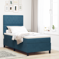 vidaXL Boxspring Ágy Matrac Kék Egyszemélyes Bársonyos ágy és ágykellék