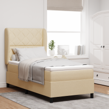 vidaXL Boxspring Ágy Matrac Készlettel - Krém 100x200 cm Szövet ágy és ágykellék