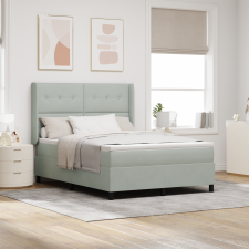 vidaXL Boxspring Ágy Matrac Könnyű Szürke 160x200 cm Bársony ágy és ágykellék