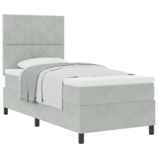 vidaXL Boxspring Ágy Matrac Könnyű Szürke 90x200 cm Bársonyos (3339872) ágy és ágykellék