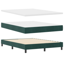 vidaXL Boxspring Ágy Matrac Közepes Zöld 140x190 cm Bársony (3341465) ágy és ágykellék