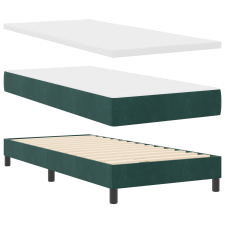 vidaXL Boxspring Ágy Matrac Középsötét Zöld 90x200 cm Bársony (3341399) ágy és ágykellék