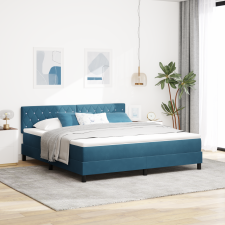 vidaXL Boxspring Ágy Matrac LED-del Sötét Kék 180x200 cm Bársony ágy és ágykellék