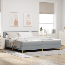 vidaXL Boxspring Ágy Matrac & LED Fény Világosszürke 200x200 cm Textil ágy és ágykellék