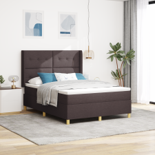 vidaXL Boxspring Ágy Matrac & LED Sötétbarna 160x200 cm Szövet ágy és ágykellék