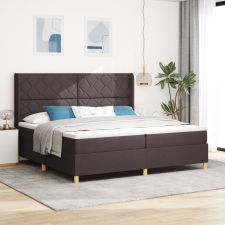 vidaXL Boxspring Ágy Matrac & LED Sötétbarna 200x200 cm Szövet ágy és ágykellék